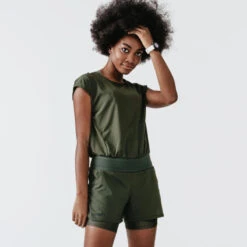 Kalenji Combishort Running Femme - Dry+ Kaki