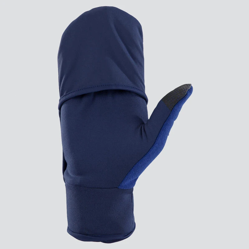 Gants de running avec moufle amovible - Evolutiv' bleu marine