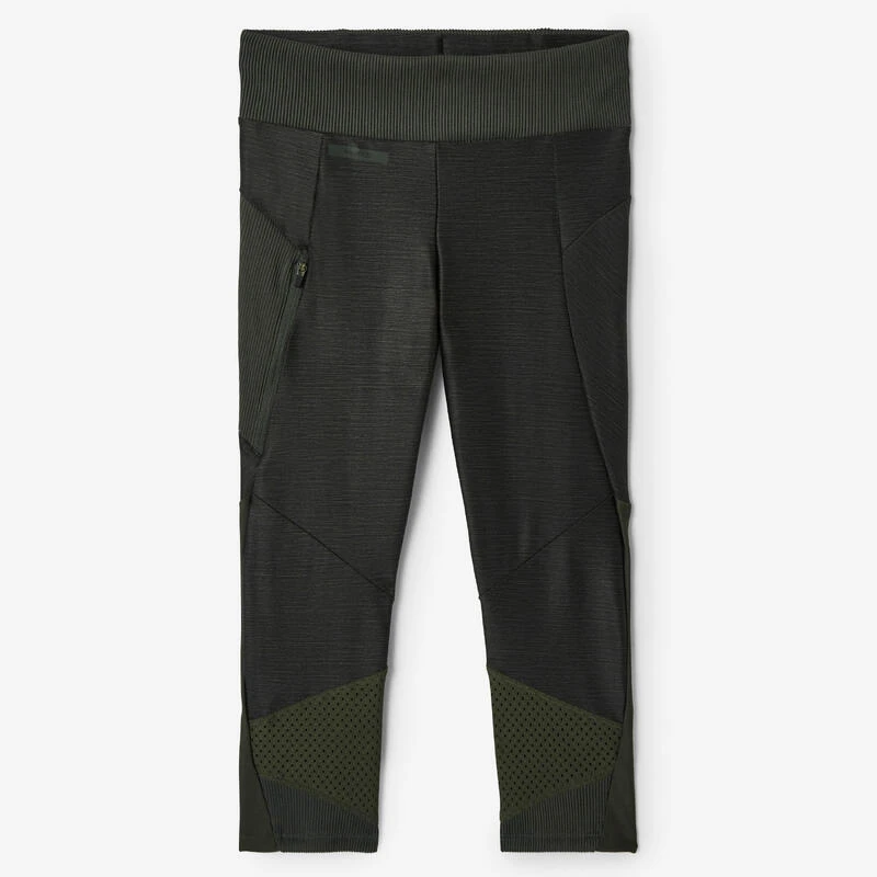 Legging court running respirant femme - Dry+ Feel kaki