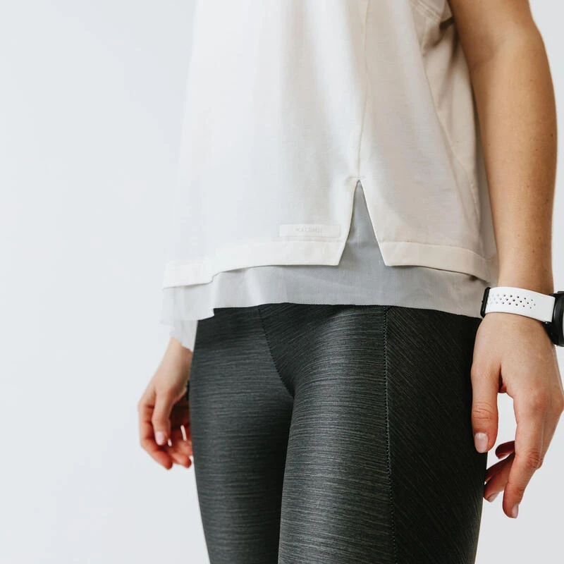 Legging court running respirant femme - Dry+ Feel kaki