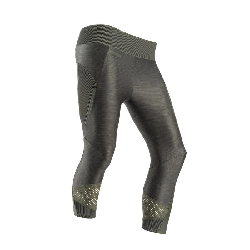 Legging court running respirant femme - Dry+ Feel kaki