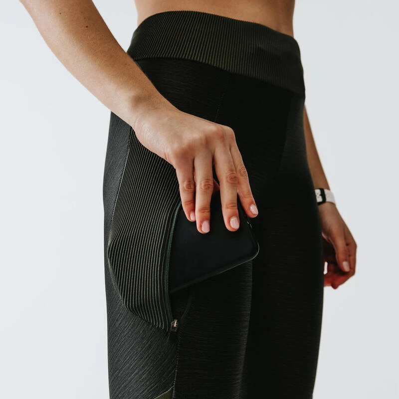 Legging court running respirant femme - Dry+ Feel kaki