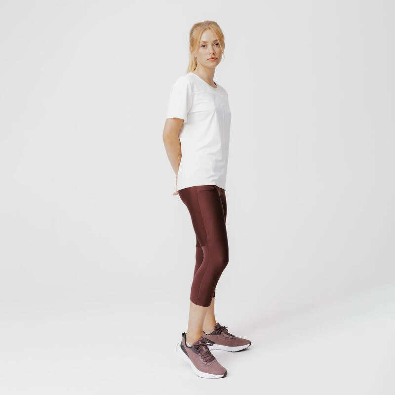 Legging court running respirant femme - Run Dry 500 marron