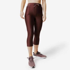 Kalenji Legging Court Running Respirant Femme - Run Dry 500 Marron