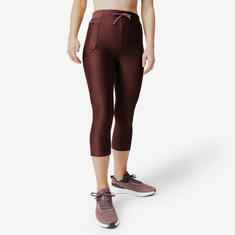 Legging court running respirant femme - Run Dry 500 marron
