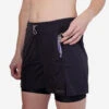Kalenji Short 2 En 1 Running Respirant Femme - Run Dry 500 Noir