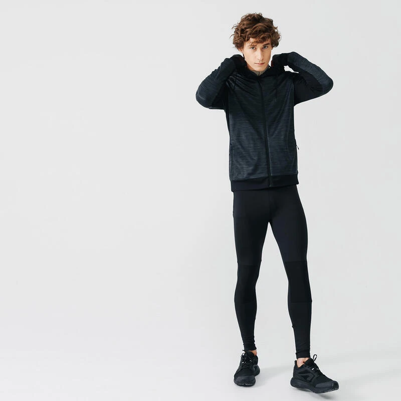 SWEAT ZIPPĂ A CAPUCHE DE RUNNING HOMME KALENJI WARM + NOIR