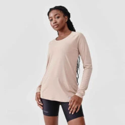 Kalenji T-shirt Manches Longues Running Anti-UV Femme - Sum Protect Long Beige