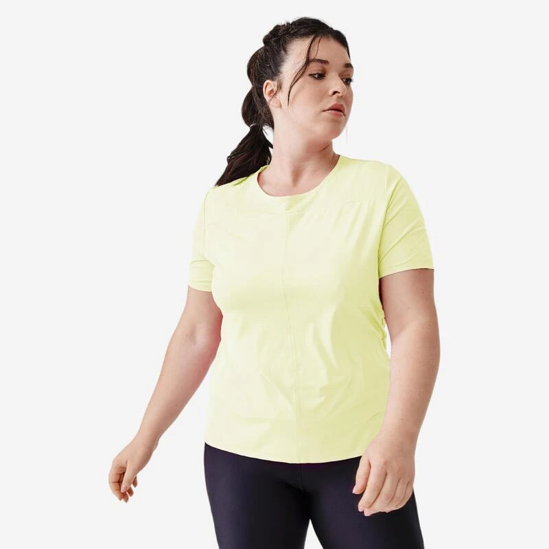 T-shirt respirant running femme - Dry+ Breath jaune fluo