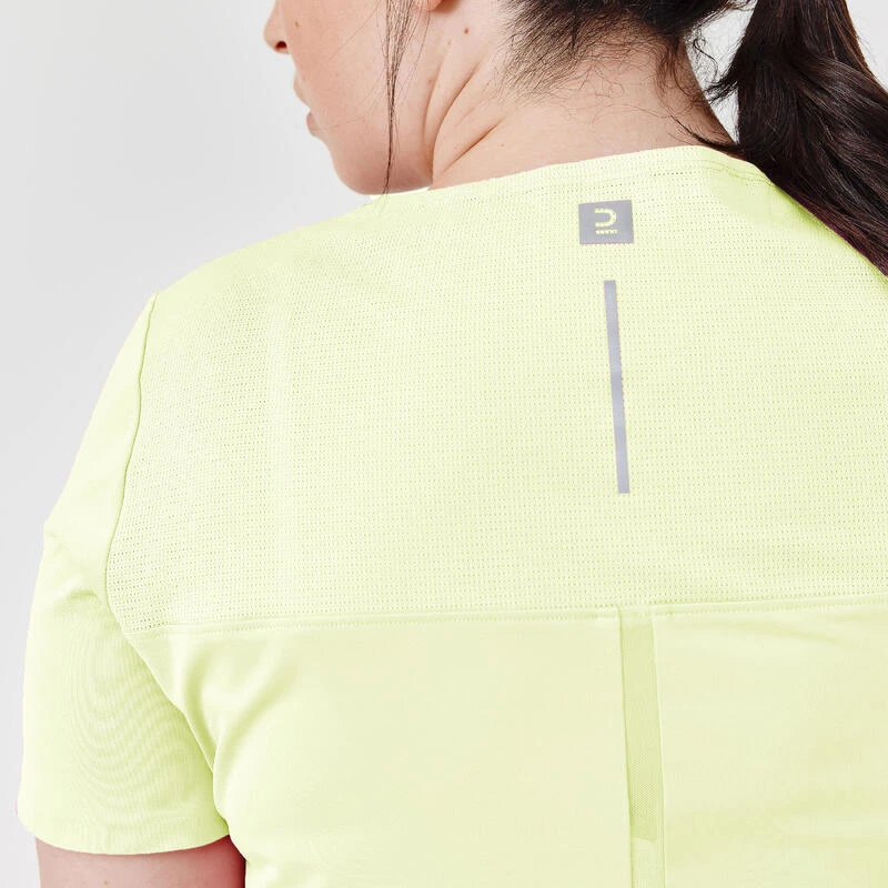 T-shirt respirant running femme - Dry+ Breath jaune fluo
