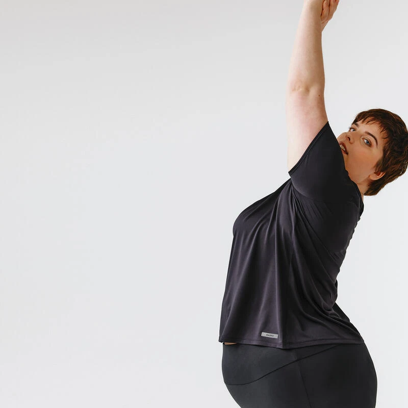 T-shirt respirant running femme (grande taille) - Dry noir