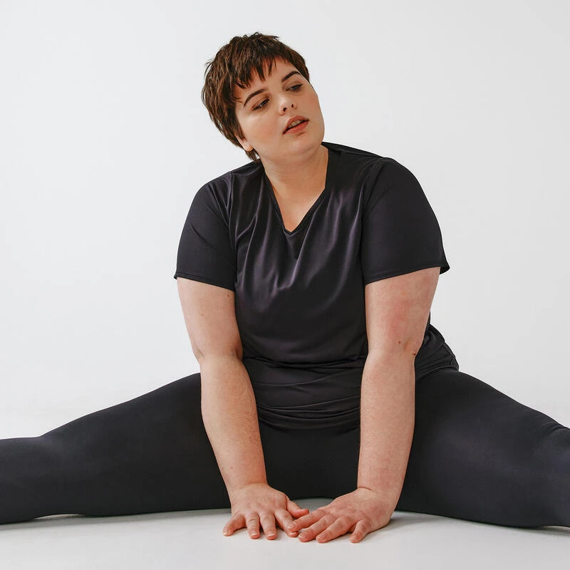 T-shirt respirant running femme (grande taille) - Dry noir