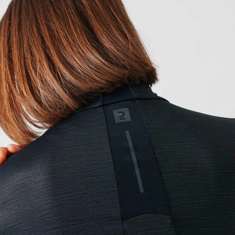 T-shirt running manches longues 1/2 zip femme - Dry+ noir