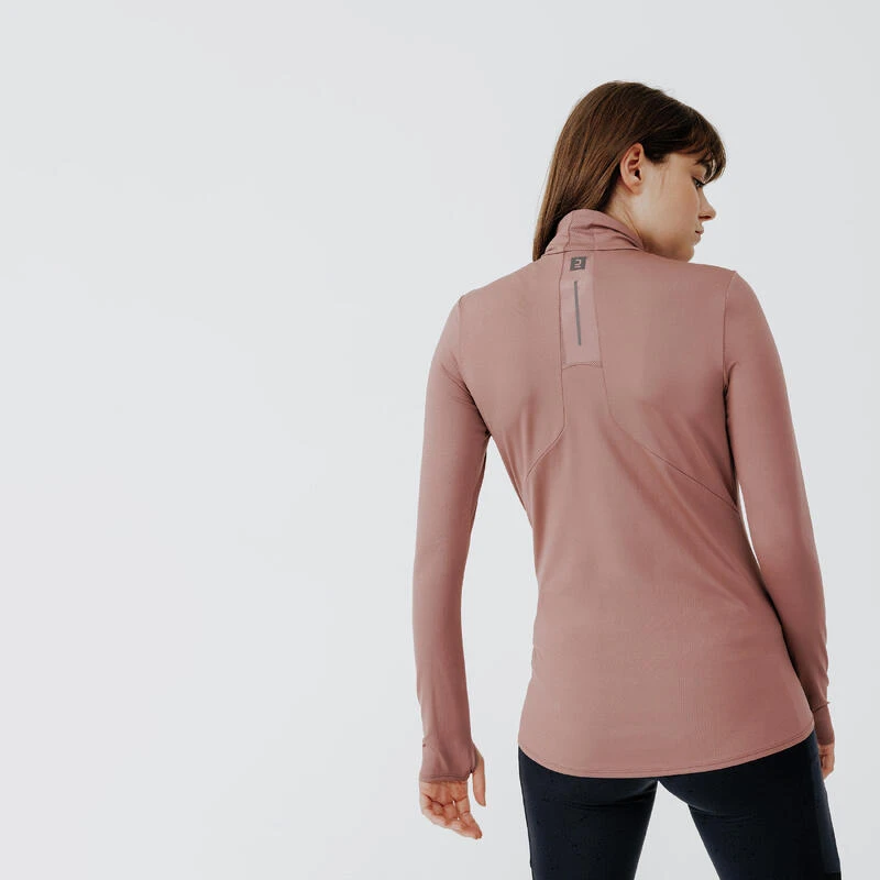 T-shirt running manches longues 1/2 zip femme - Dry+ violet