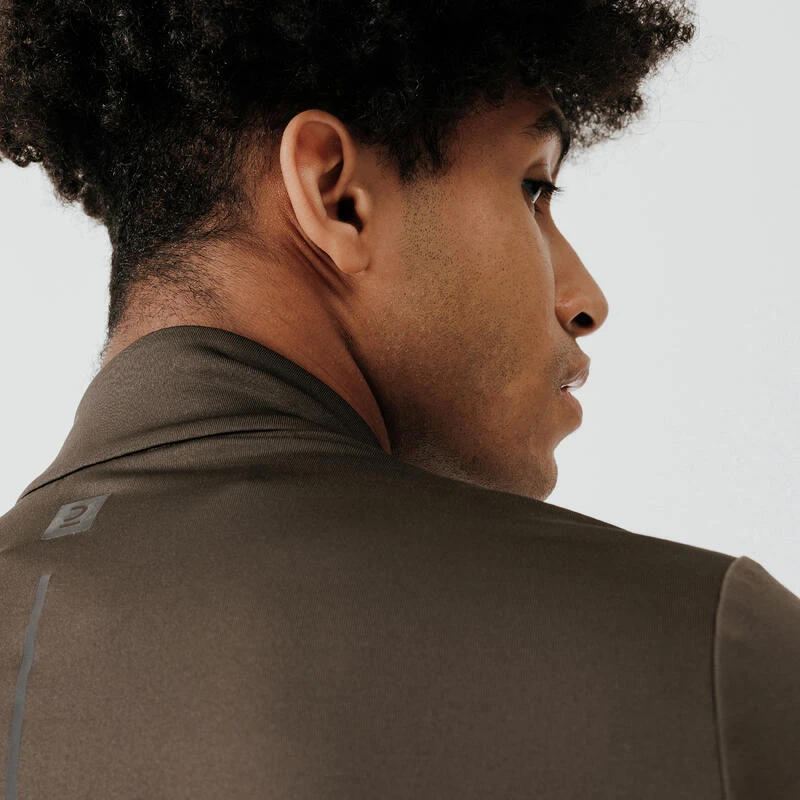 TEE SHIRT MANCHES LONGUES DE RUNNING CHAUD HOMME KALENJI KAKI