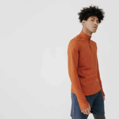 Kalenji TEE SHIRT MANCHES LONGUES RUNNING RUN WARM ORANGE