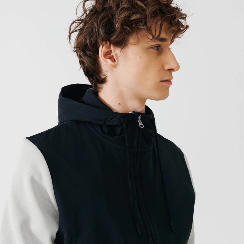 VESTE A CAPUCHE DE RUNNING HOMME KALENJI WARM + BEIGE FICELLE