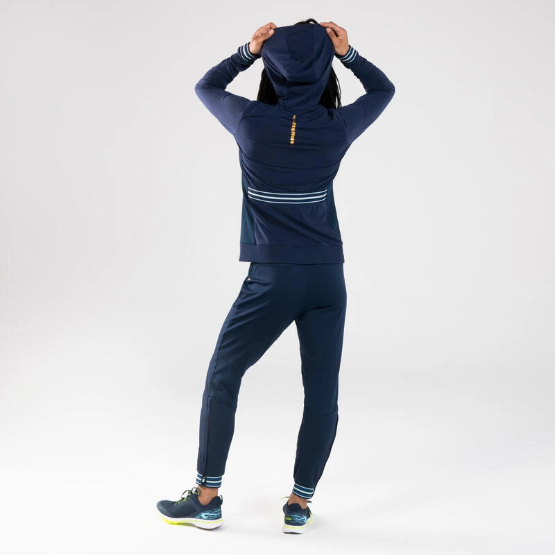 VESTE D'ATHLĂTISME FEMME WARM BLEUE MARINE & BLEU CIEL